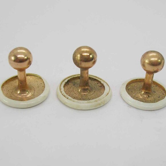 Vintage Collar Studs Cleric Buttons Lot of 3 Round Head Celluloid back - Picture 2 of 3